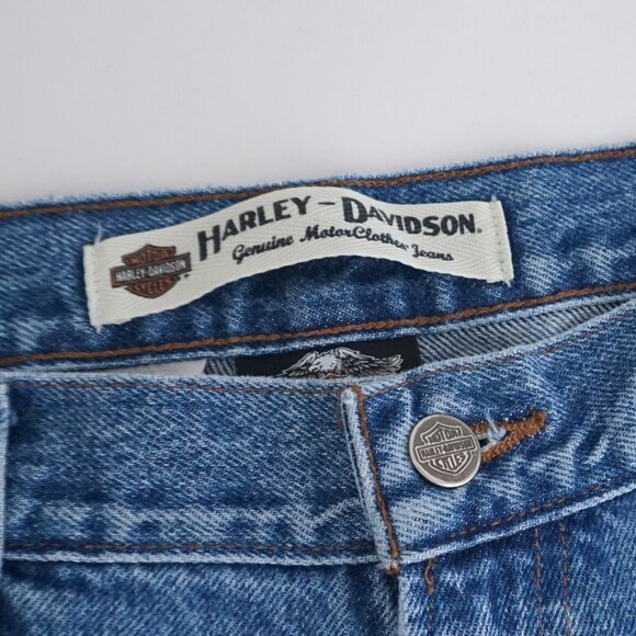 Harley-Davidson Mid-Wash Relaxed Biker 100% Cotton Blue Denim Jeans 38x30 - Picture 7 of 8